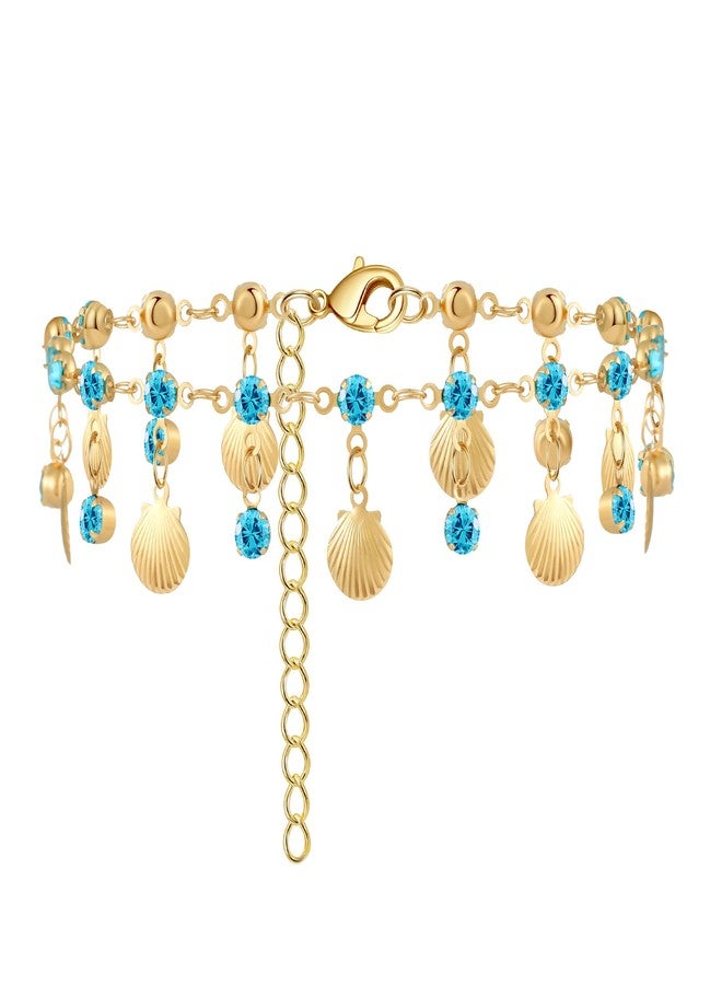 Reyife Ankle Bracelets for Women, 14K Gold Plated Anklets for Women, Tissue Seashell Foot Chain Beach Jewelry for Women Beach Vacation Essentials Accessories Gifts (Gold Plating) - Image 1